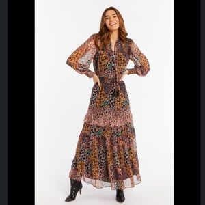 ALLISON Floral Tassel Patchwork Maxi Dress M